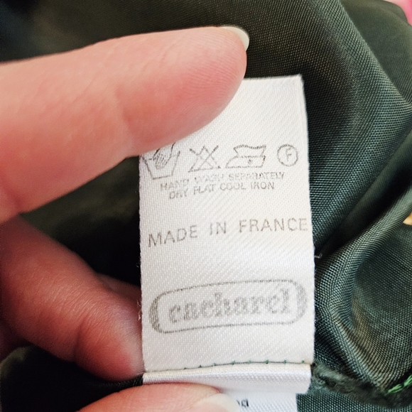 Vintage 70s Cacharel Green Striped Wool Midi Skirt XS/S - Picture 13 of 13